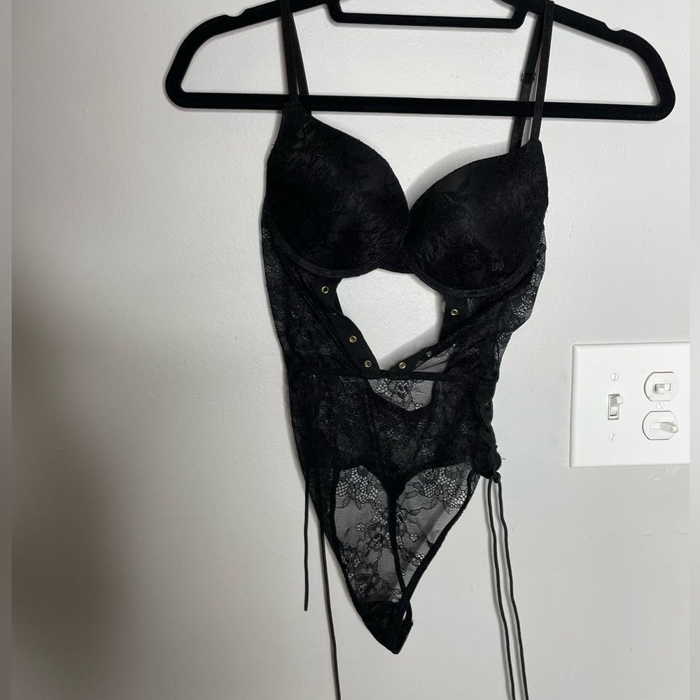 Black, push-up, body rage, small, black lace lingerie, Teddy